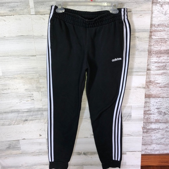 Adidas sweatpants 3 stripped pants size large black and white adidas joggers​​ - Picture 1 of 4